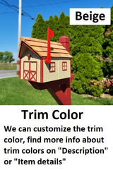 Amish Mailbox with Newspaper Holder, Handmade Wooden Barn Style Mailbox With Cedar Shake Roof and a Tall Prominent Sturdy Flag - Barn Mailboxes Wood