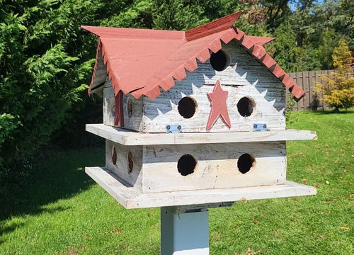Martin Birdhouse - Amish Handmade Primitive Design - 10 Nesting Compartments -  Birdhouse outdoor - Purple Martin