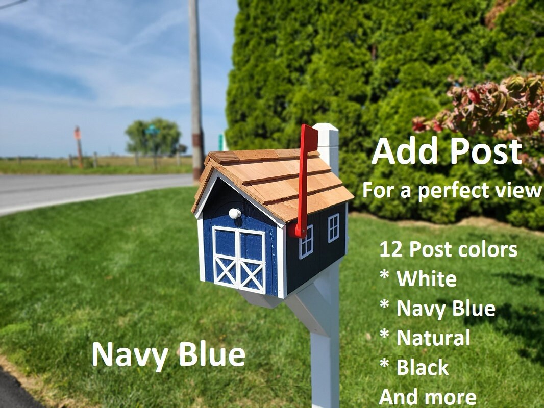 Amish Chestnut Mailbox - Handmade - Barn Style - Wooden - With a Tall Prominent Sturdy Flag - With Cedar Shake Shingles Roof - Barn Mailboxes Wood