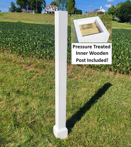 Vinyl Post For Birdhouse or Bird Feeder, inner wooden post included! Amish handmade decorative white Post, Mount houses & Feeders With Ease