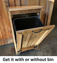 Load image into Gallery viewer, Wood Trash Bin, Tiltout Trash Can Cabinet Amish Handmade, Wood Storage Recycling Bin
