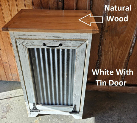 Wood Trash Bin - Free Shipping - Tiltout Trash Can Cabinet Amish Handmade, Wood Storage Recycling Bin