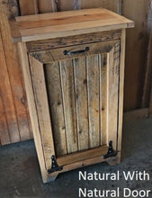 Load image into Gallery viewer, Wood Trash Bin, Tiltout Trash Can Cabinet Amish Handmade, Wood Storage Recycling Bin
