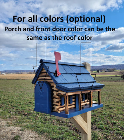 Amish Mailbox - Handmade - Log Cabin Style - Wooden with Metal USPS Approved Mailbox - Outdoor