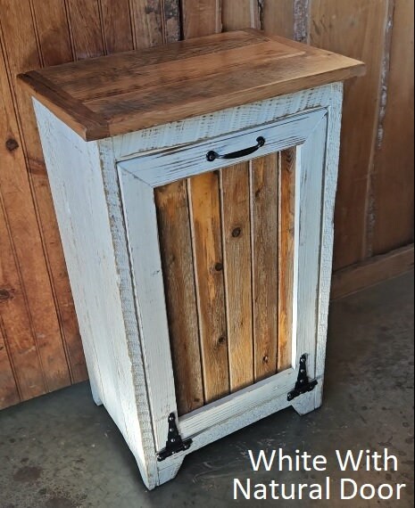 Wood Trash Bin - Free Shipping - Tiltout Trash Can Cabinet Amish Handmade, Wood Storage Recycling Bin