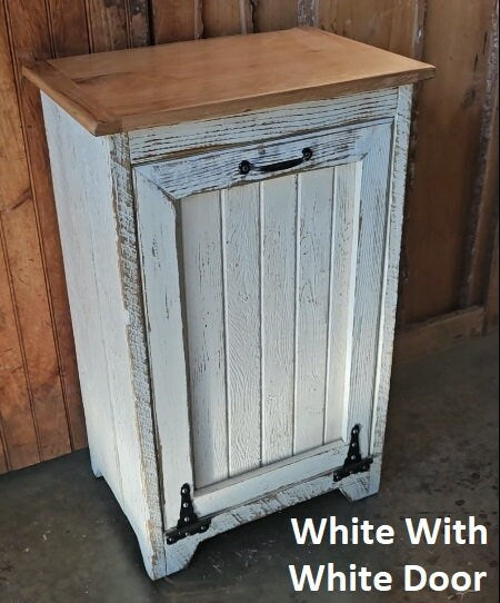 Wood Trash Bin - Free Shipping - Tiltout Trash Can Cabinet Amish Handmade, Wood Storage Recycling Bin