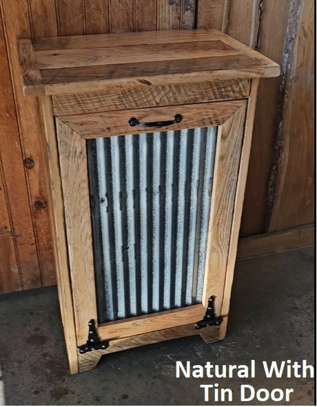 Wood Trash Bin, Tiltout Trash Can Cabinet Amish Handmade, Wood Storage Recycling Bin