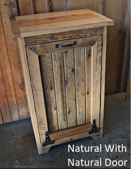 Tiltout Trash Can, Recycling Bin, Wood Storage Cabinet Amish Handmade, Garbage Can