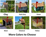 Amish Mailbox - Handmade - Barn Style - Wooden - Tall Prominent Sturdy Flag - Cedar Shake Shingles Roof- Amish Outdoor Mailbox Color Options - Barn Mailboxes Wood