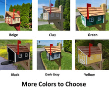 Load image into Gallery viewer, Amish Chestnut Mailbox - Handmade - Barn Style - Wooden - With a Tall Prominent Sturdy Flag - With Cedar Shake Shingles Roof - Barn Mailboxes Wood
