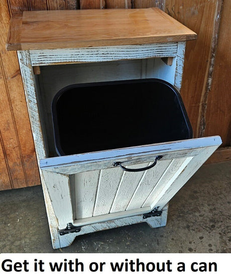 Tiltout Trash Can, Recycling Bin, Wood Storage Cabinet Amish Handmade, Garbage Can