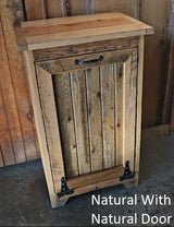 Wood Trash Bin, Tiltout Trash Can Cabinet Amish Handmade, Wood Storage Recycling Bin