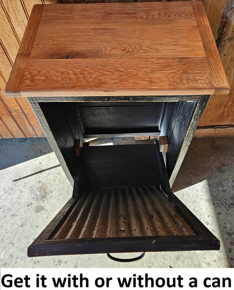 Wood Trash Bin, Tiltout Trash Can Cabinet Amish Handmade, Wood Storage Recycling Bin