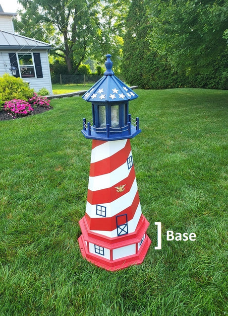 Patriotic Solar Lighthouse - Amish  Handmade - Landmark Replica - Garden Decor - Garden Decoration