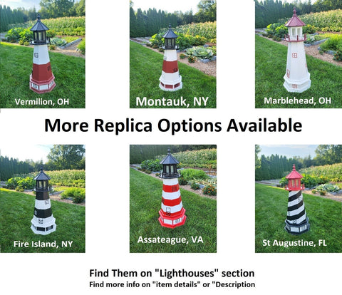 Marblehead Lighthouse - Solar - Amish Made - Landmark Replica - Backyard Decor