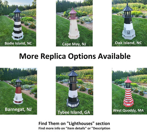 Tybee Island Solar Lighthouse - Amish Handmade - Landmark Replica - Lawn Lighthouse