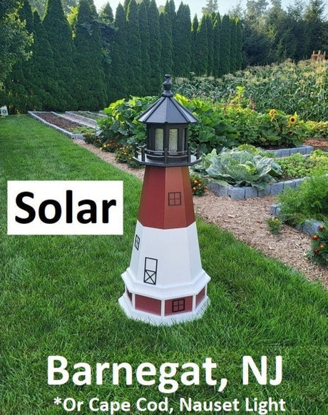 Barnegat Solar Lighthouse. Amish Made - Landmark Replica - Backyard Decor - Garden Decoration