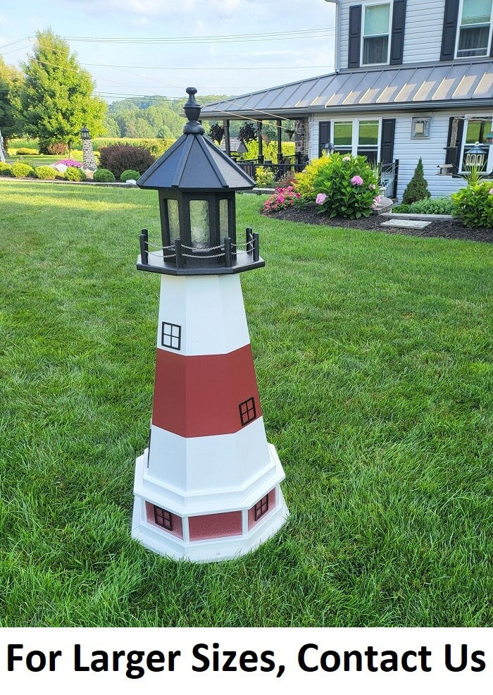 Montauk Lighthouse - Solar - Amish Made - Landmark Replica - Backyard Decor - Garden Decoration