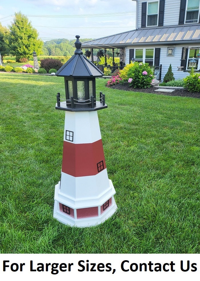 Vermilion Lighthouse - Solar - Amish Made - Landmark Replica - Backyard Decor - Garden Decoration