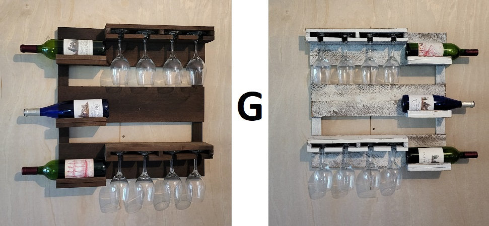 Rustic Wine Rack - Wall Mounted - Amish Handmade Wine Holder - Wine Display With Glass Holder - Gifts - Bar Shelf - Wooden Bottle Holder