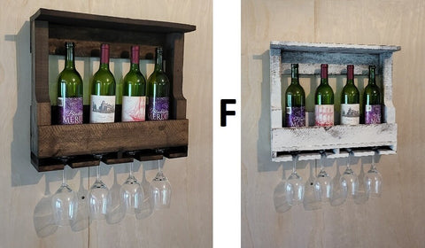 Rustic Wine Rack - Free Shipping - Wall Mounted -  Amish Handmade Wine Holder - Wine Display With Glass Holder - Wooden Bottle Holder - Gift