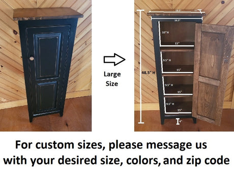 Pantry Cabinet - Amish Furniture - Farmhouse Jelly Cabinet - Kitchen - Rustic Chimney Cabinet - Home Décor- Amish Handmade - Rustic Cupboard