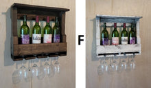 Load image into Gallery viewer, Rustic Wine Shelf - Wall Mounted - Amish Handmade Wine Holder - Wine Display With Glass Holder - Gifts - Bar Rack- Wooden Bottle Holder
