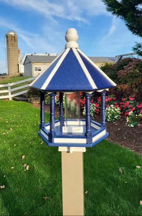 Bird Feeder - Large - Poly Lumber - Amish Handmade - Weather Resistant - Premium Feeding Tube- Easy Mounting - Bird Feeders for The Outdoors