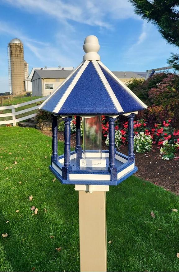 Large Bird Feeder - Poly Lumber - Amish Handmade - Weather Resistant - Premium Feeding Tube- Easy Mounting - Bird Feeders for The Outdoors