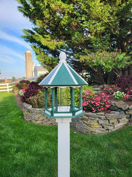 Bird Feeder - Large - Poly Lumber - Amish Handmade - Weather Resistant - Premium Feeding Tube- Easy Mounting - Bird Feeders for The Outdoors