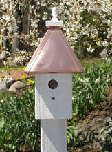 Load image into Gallery viewer, Weather resistant, Copper birdhouse, garden art, bird lover, lightweight, birdhouse, bird lovers, weather- resistant
