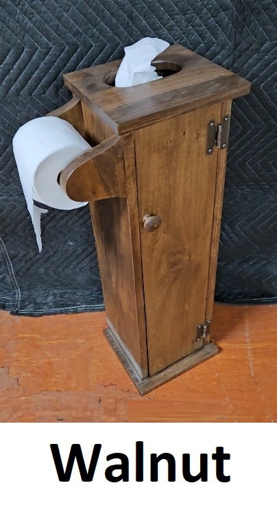 Toilet Paper Holder - Amish Handmade - Toilet Storage - Wooden Cabinet - Roll Holder - Bathroom - Free Standing - Tissue Paper Holder- Home