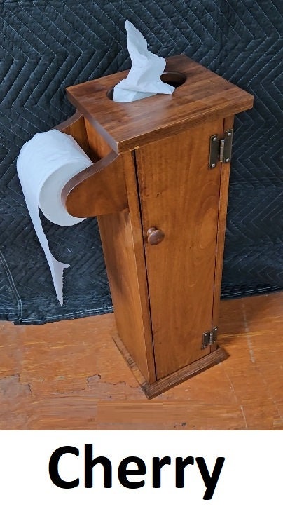 Toilet Roll Dispenser - Amish Handmade - Toilet Storage - Wooden Cabinet - Roll Holder - Bathroom - Free Standing - Tissue Paper Holder