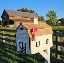 Load image into Gallery viewer, Mailbox, Amish Made, wooden mailbox, country mailbox, handmade mailbox, cottage mailbox, mailbox Amish made, custom made mailbox, farm mailbox, outdoor décor, Dutch barn mailbox, house mailbox , country mailbox, rustic, custom mailboxes, outdoor
