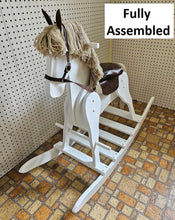 Load image into Gallery viewer, Rocking Horse, vintage wooden rocking horse, child, decorative horse, home décor, living room décor, primitive wooden horse, handcrafted wooden horse, Amish made rocking horse, leather saddler, handmade wooden toys,
