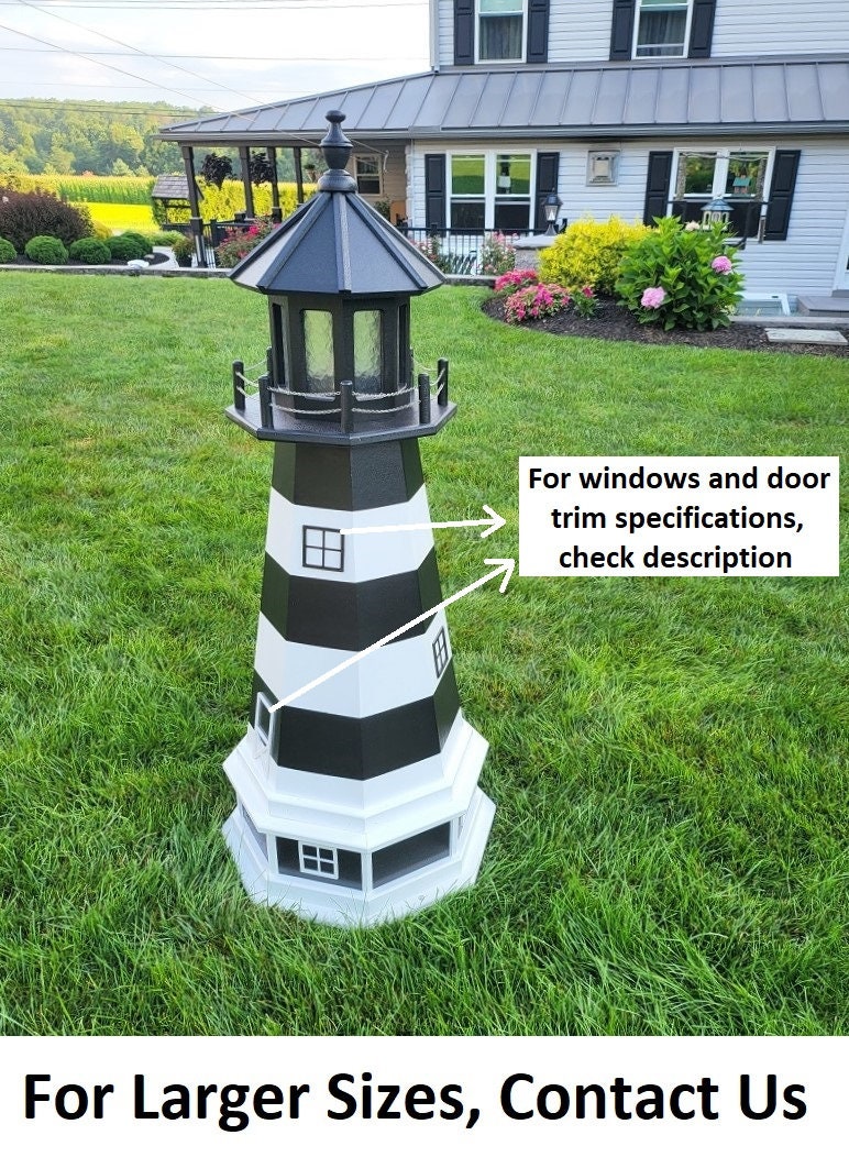 Bodie Island Solar Lighthouse - Garden Decor - Handcrafted - Amish Made - Landmark Replica - Garden Decoration