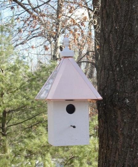 Copper Roof Bird House - Small - 1 Nesting Compartment - Handmade - Weather Resistant - Birdhouse Outdoor - Hanging - Lightweight