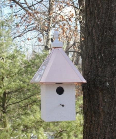 Copper Roof Bird House - Small - 1 Nesting Compartment - Handmade - Weather Resistant - Birdhouse Outdoor - Hanging - Lightweight