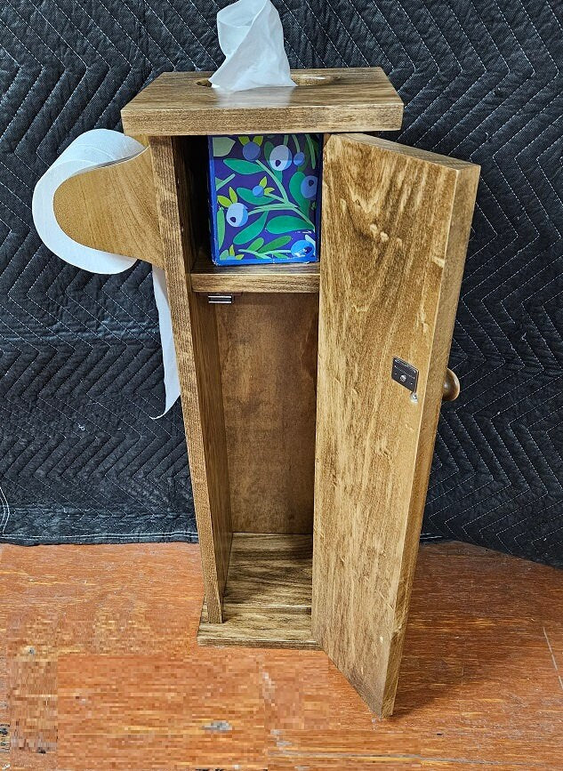 Toilet Paper Holder - Amish Handmade - Toilet Storage - Wooden Cabinet - Roll Holder - Bathroom - Free Standing - Tissue Paper Holder