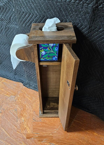 Toilet Paper Stand - Amish Handmade - Toilet Storage - Wooden Cabinet - Roll Holder - Bathroom -  Free Standing - Tissue Paper Holder- Decor