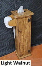 Load image into Gallery viewer, Rustic toilet paper stand, standing toilet paper, toilet paper holder, freestanding toilet paper, reclaimed wood toilet paper stand, primitive toilet paper storage, rustic toilet paper cabinet
