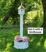 Load image into Gallery viewer, Planter Kit For Bird Feeder and Birdhouse - White - Set of Planter &amp; Post - Amish Handmade - Bird Lovers - Flowers - Outdoor Décor
