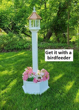 Planter Kit For Bird Feeder and Birdhouse - White - Set of Planter & Post - Amish Handmade - Bird Lovers - Flowers - Outdoor Décor