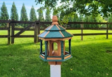 Load image into Gallery viewer, feeder tube, daytime bird feeder, feeder bird, bird feeding station, decorative bird feeder, handmade bird feeder, outdoor décor, Amish birdfeeder, bird lover, gazebo bird feeder
