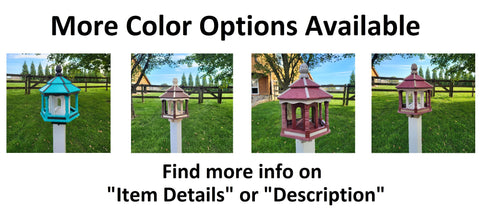 Gazebo Bird Feeder - Amish Handmade - Poly Lumber Weather Resistant - Large Feeding Opening - Medium/ Large -Backyard- Bird Lovers- Outdoors