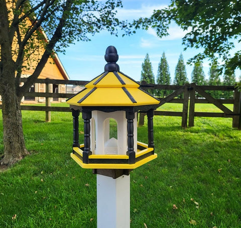 Gazebo Bird Feeder - Amish Handmade - Poly Lumber Weather Resistant - Large Feeding Opening - Medium/ Large -Backyard- Bird Lovers- Outdoors