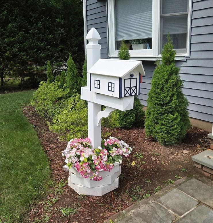 Mailbox + Post + Planter Kit, Amish Handmade, Poly Planter for Mailbox Post, Weather Resistant Poly Lumber, Fits All Mailbox Posts!