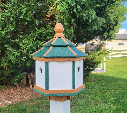 poly birdhouse, gazebo, weather-resistant, nesting compartments, three holes, bird lovers, nest, bird house