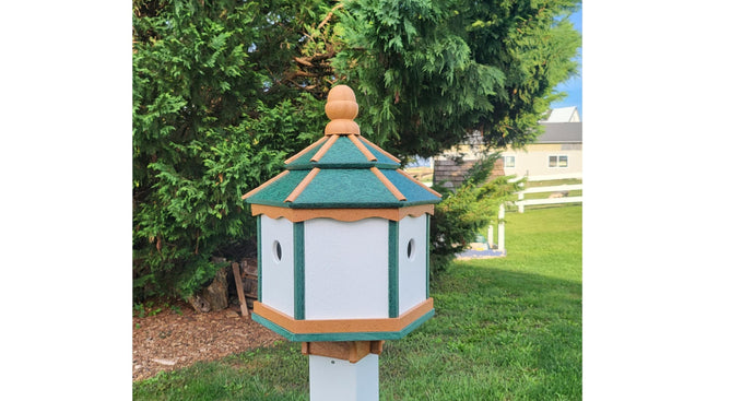 poly birdhouse, gazebo, weather-resistant, nesting compartments, three holes, bird lovers, nest, bird house