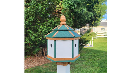 Bird House Poly - Free Shipping - Amish Handmade - Gazebo Birdhouse 3 Holes with 3 Nesting Compartments - Post Not Included